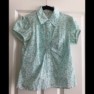 Liquid cute white and blue top